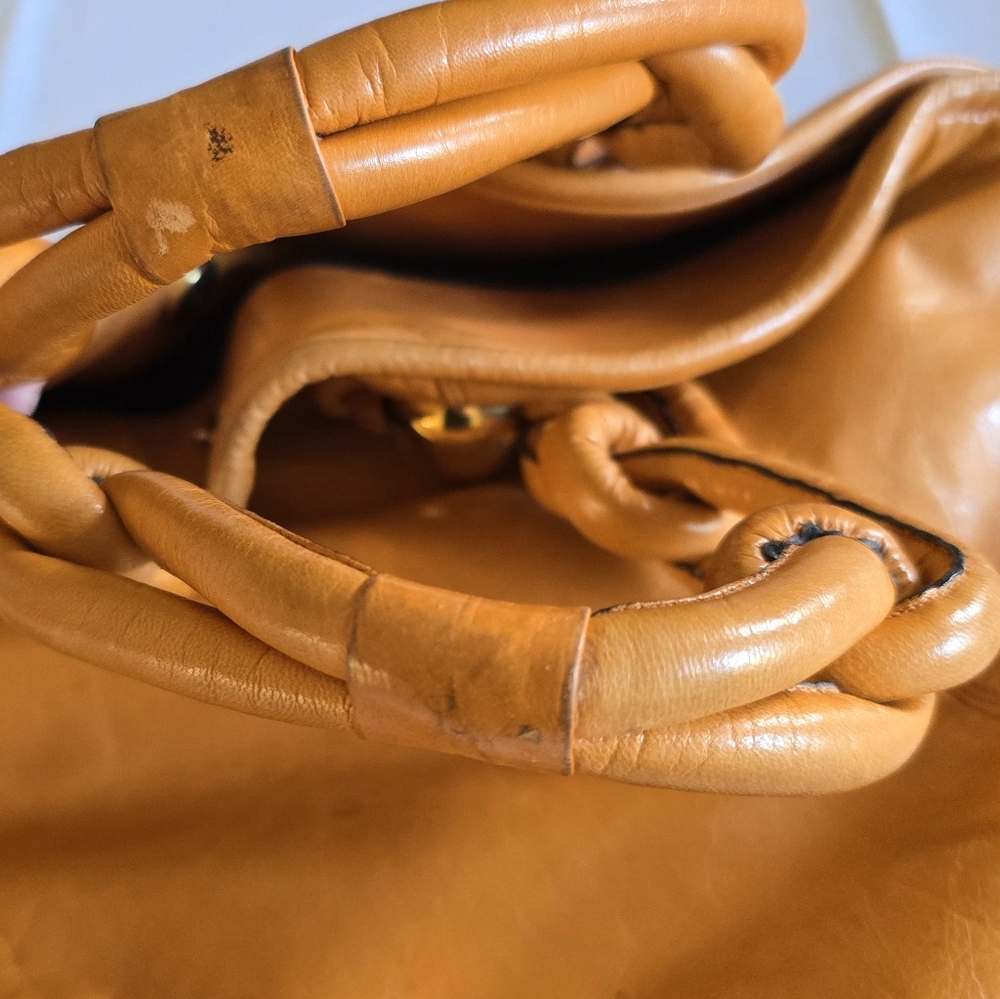 Giovanni Raspini Italian Leather Hobo Creation Ema GG Glossy Apricot Purse Vtg - Picture 13 of 16